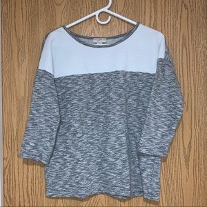 LOFT Small Quilted Crew Neck Sweater Gray